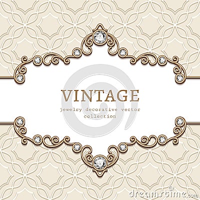 Vintage jewellery frame with flourish decoration Vector Illustration
