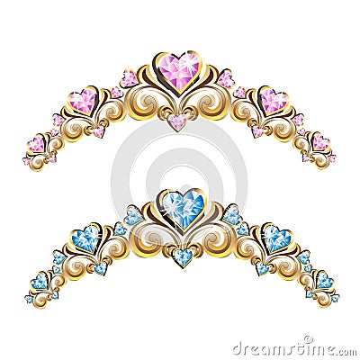 Vintage jewelry diadems set Vector Illustration