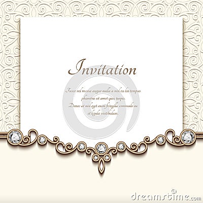 Vintage jewelry greeting card Vector Illustration