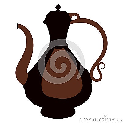 vintage jug by coffe color shape in flat style Vector Illustration