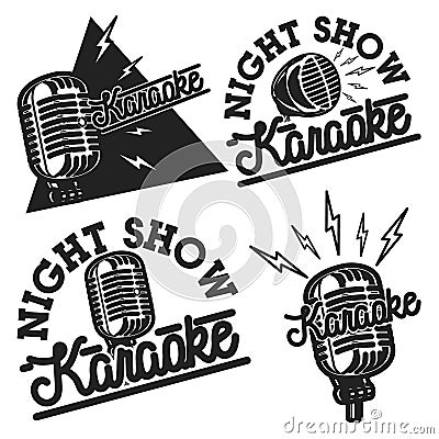 Vintage karaoke emblems Vector Illustration