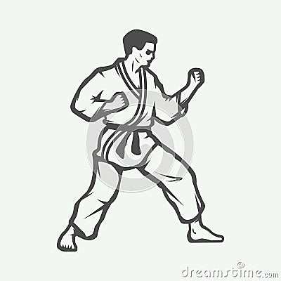 Vintage karate or martial arts logo, emblem, badge, label Vector Illustration