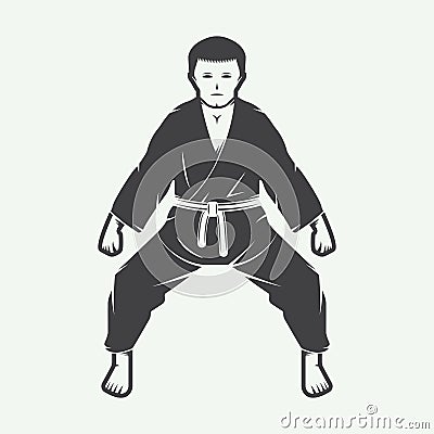 Vintage karate or martial arts logo, emblem, badge, label Vector Illustration