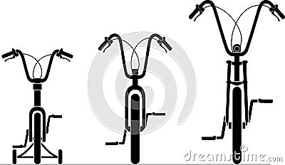 Vintage Kids Bicycle, Front View Cartoon Illustration