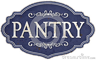 Vintage Kitchen Pantry Sign Enamel Retro Old Fashioned Stock Photo