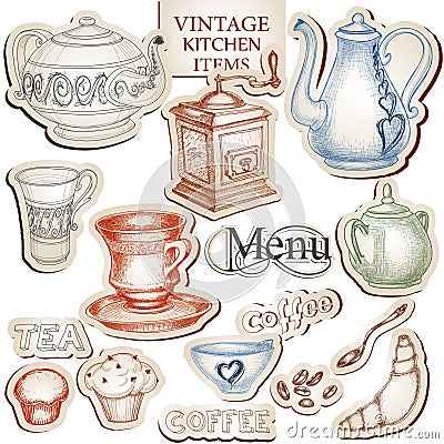 Vintage kitchen tools Vector Illustration