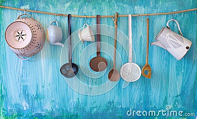 Vintage kitchen utenslis, Stock Photo