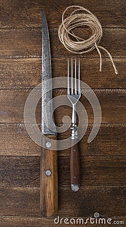 Vintage knife and fork Stock Photo