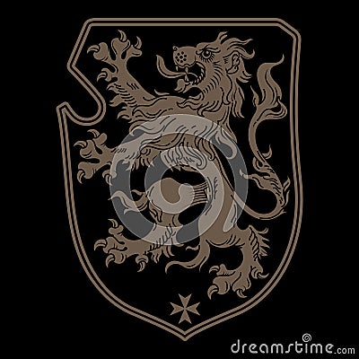 Vintage Knight heraldic royal emblem. A medieval heraldic coat of arms, heraldic lion, heraldic emblem design Vector Illustration