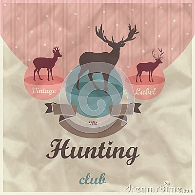 Vintage label background with deers. Stock Photo