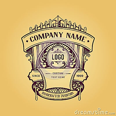 Vintage Label Badge Premium Retro Logo Design Stock Photo
