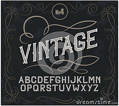 Vintage label font. Alcohol label style. Vector Illustration