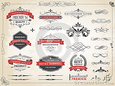 Vintage Label Ornament Divider Vector Vector Illustration