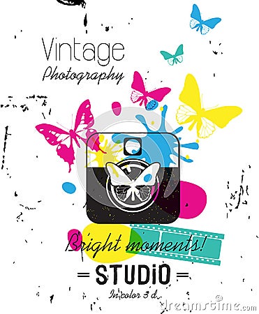 Vintage Label, photography studio Style. Vector Elements. Vector Illustration