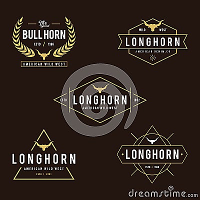 Vintage label with silhouette of bull head, Wild West theme design Vector Illustration