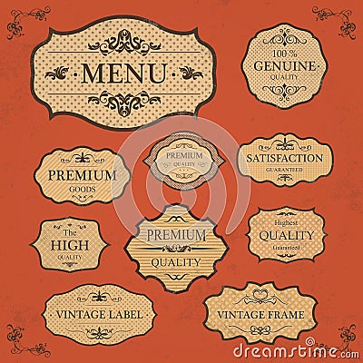 Vintage Label Style Frame Collection Vector Illustration