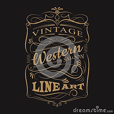 Vintage label typography western hand drawn frame t-shirt design Vector Illustration