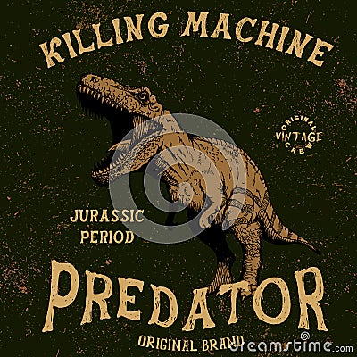 Vintage label with tyrannosaur Vector Illustration