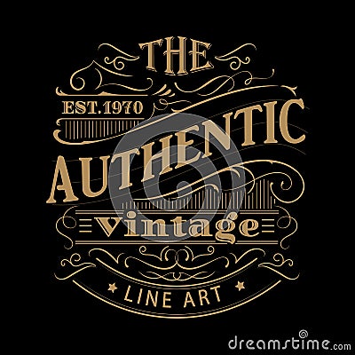 Vintage label western hand drawn antique frame typography vector Vector Illustration