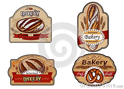Vintage labels for the bakery. Vector Illustration