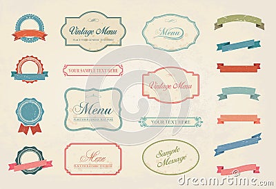 Vintage Labels Vector Design Elements Collection Set Vector Illustration