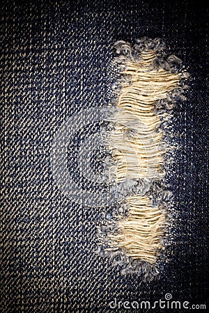 Vintage Laceration of jeans. Stock Photo