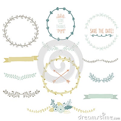 Vintage Laurels Collections Vector Illustration