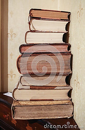 Vintage Leather-bound Art Old Books Editorial Stock Photo