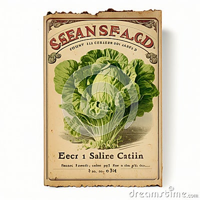 Vintage Lettuce Seed Packet Stock Photo