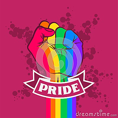 Vintage lgbt propaganda lettering quote with hand Vector Illustration