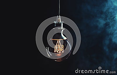 Vintage lightbulb on dark background Stock Photo