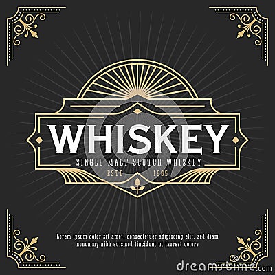 Vintage line frame design for labels Vector Illustration