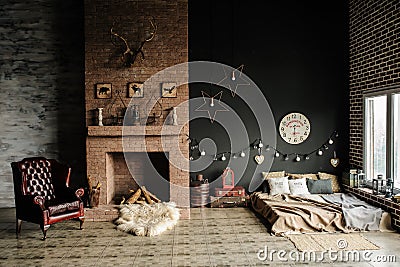 Vintage living room, retro style. Stock Photo