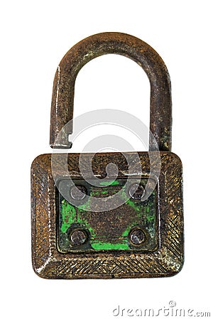 Vintage lock over white Stock Photo