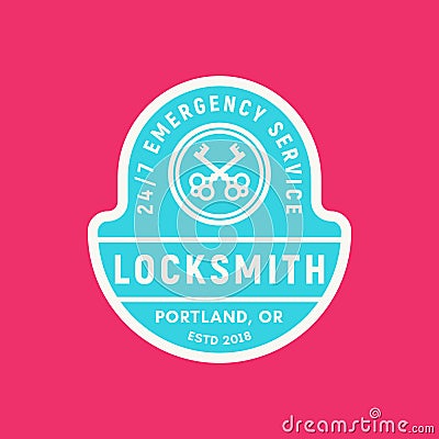 Vintage locksmith logo. retro styled key cutting service emblem. vector illustration Vector Illustration