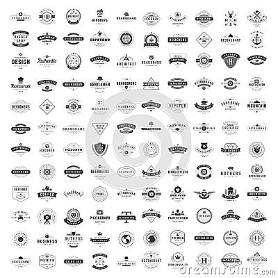 Vintage Logos Design Templates Set. Vector logotypes elements collection Vector Illustration