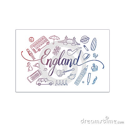 Vintage London graphics. Hand drawn vector illustration Cartoon Illustration