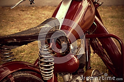 Vintage Looking Antique Motorcycle Leather Seat Stock Photo