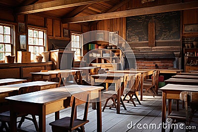 Vintage-looking wood-dominated room image. Generative ai Stock Photo