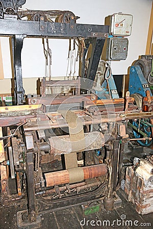 Vintage loom in a mill Stock Photo