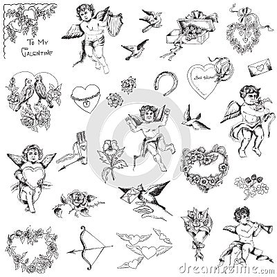 Vintage Love Elements Vector Illustration