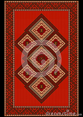 Vintage luxurious ethnic red rug Vector Illustration