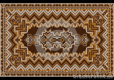 Vintage luxurious motley oriental carpet in brown shades Vector Illustration