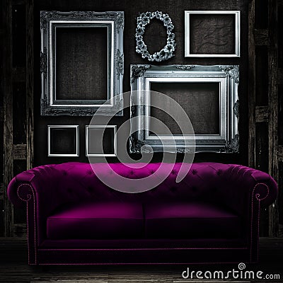 Vintage luxury armchair and frame Stock Photo