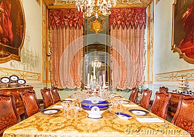 Vintage luxury dining room, elegant furniture - table and chairs Editorial Stock Photo
