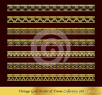 Vintage Luxury Gold Border Frame Vector Collection Vector Illustration