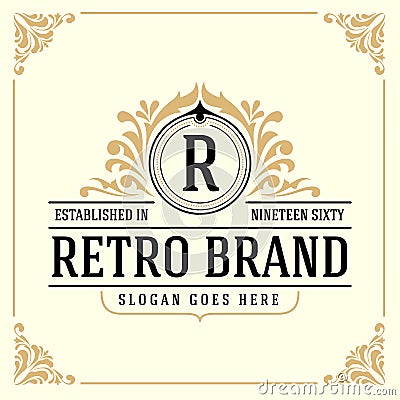 Vintage Luxury Monogram Logo Template Vector Illustration