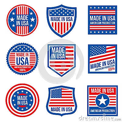 Vintage made in the usa vector badges. American patriotic icons Vector Illustration