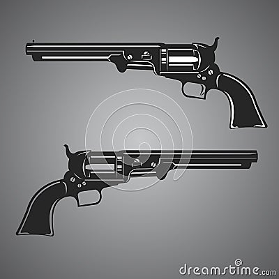 Vintage magnum revolver. Retro handgun vector illusatration Stock Photo