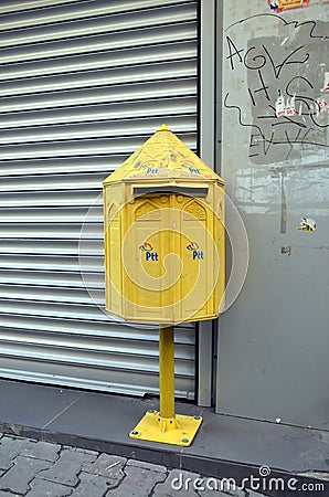 Vintage mailbox in Istanbul Editorial Stock Photo